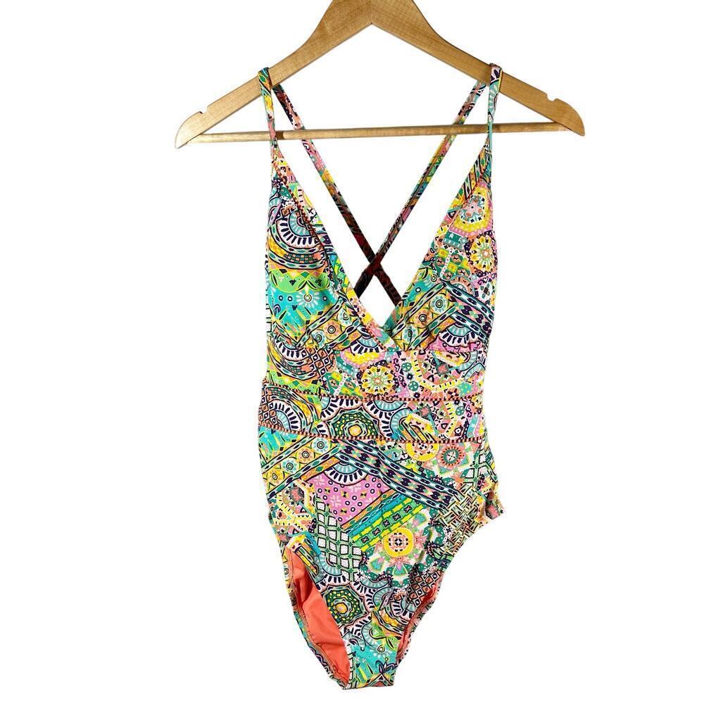 Bleu Rod Beattie Seriously Sunny Cross-Back One-Piece Swimsuit Size 12